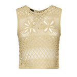 Top senza maniche crochet traforato 104733 A2FFC43 PINKO 