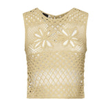 Top senza maniche crochet traforato 104733 A2FFC43 PINKO 