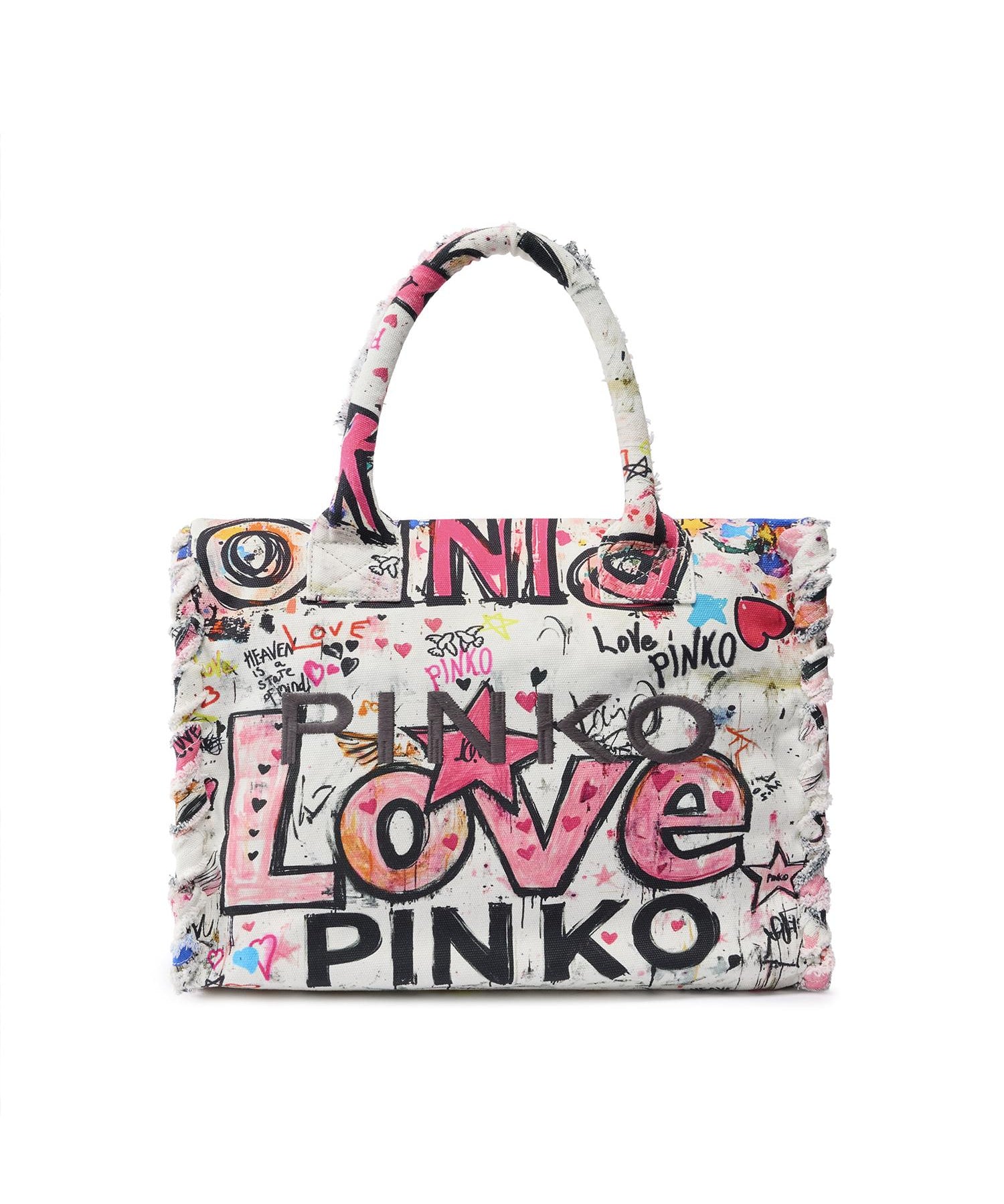 Borsa shopper in cotone con logo<BR/> 106673 A3B6ZW0Q PINKO 