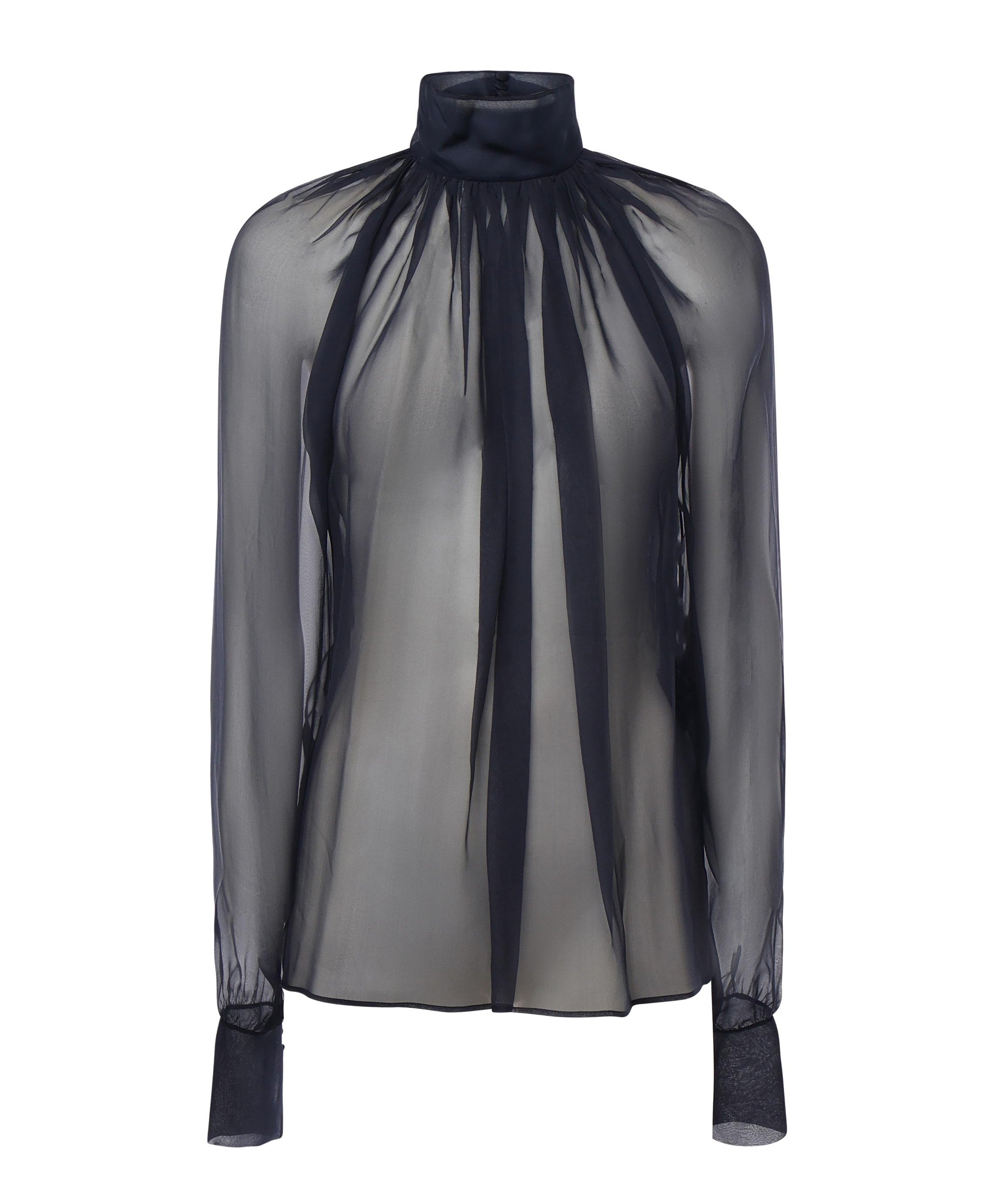 Camicetta a collo alto in mussola di seta 810153 Y065W4900 SAINT LAURENT 