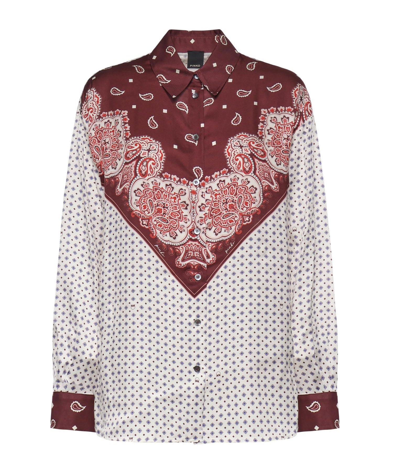 Camicia in twill di viscosa con stampa 106202 A31KYR1 PINKO 