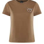 T-shirt con ricamo logo Love Birds in cristalli 103320 A2RNM10 PINKO 