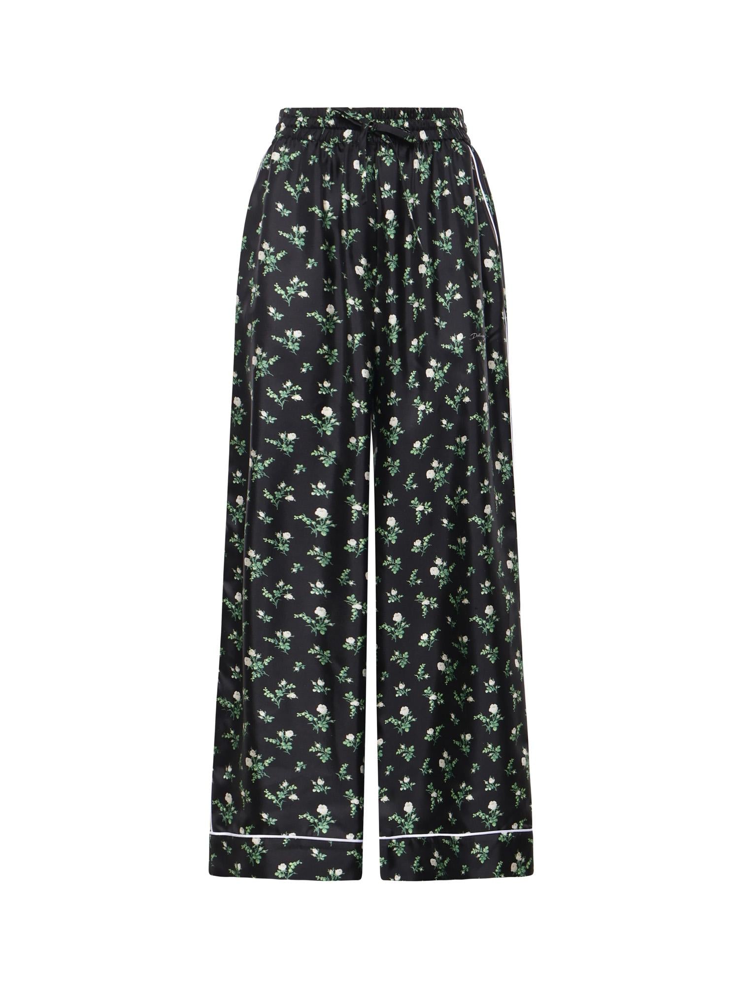 Pantaloni in twill stampa Roselline e mughetti FTDKTT IS13GHX6CB DOLCE & GABBANA 