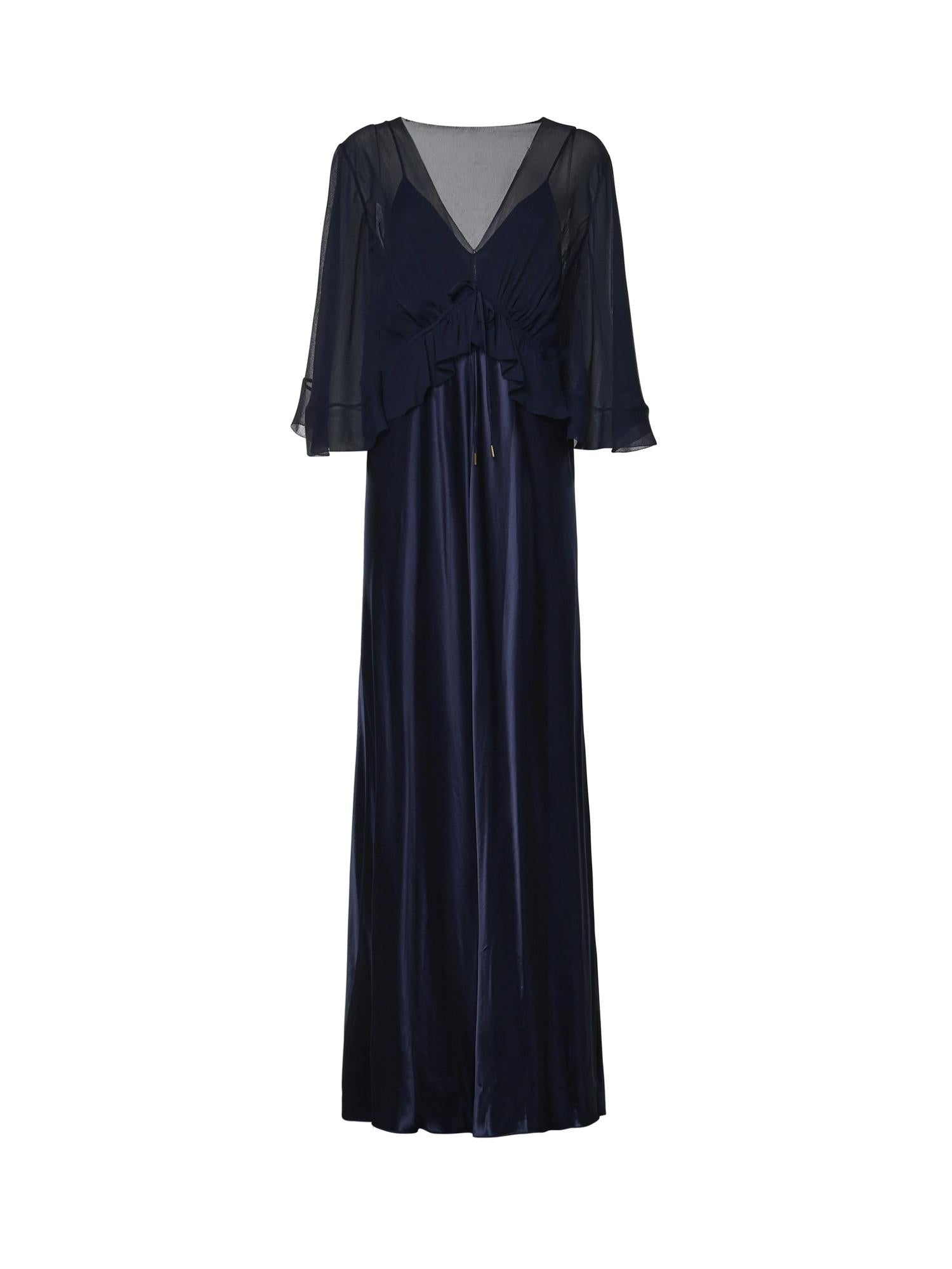Abito lungo in raso lucido con mantella A04061627 0290 ALBERTA FERRETTI 