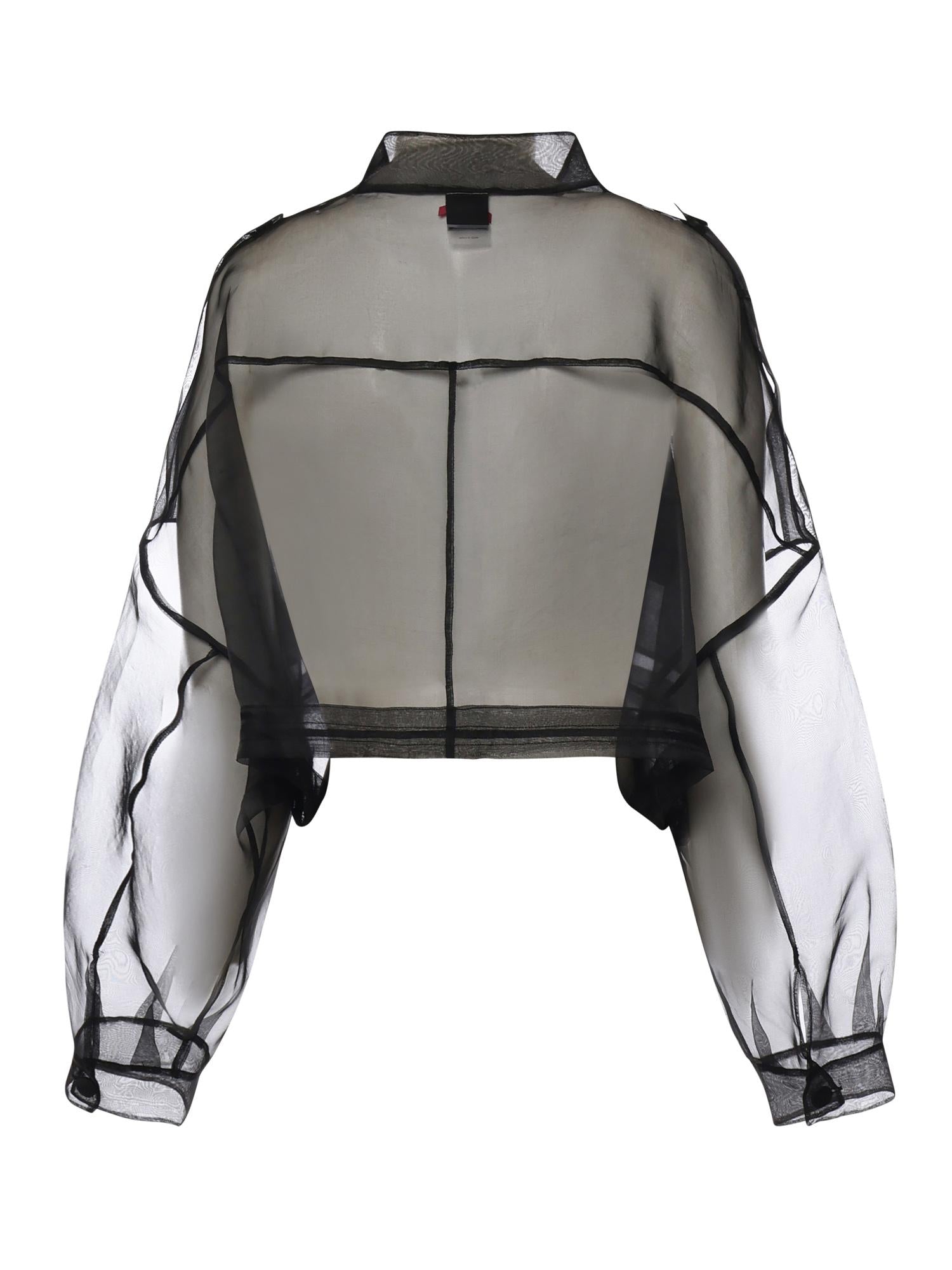 Caban cropped in organza di pura seta 106603 A2DJZ99 PINKO 