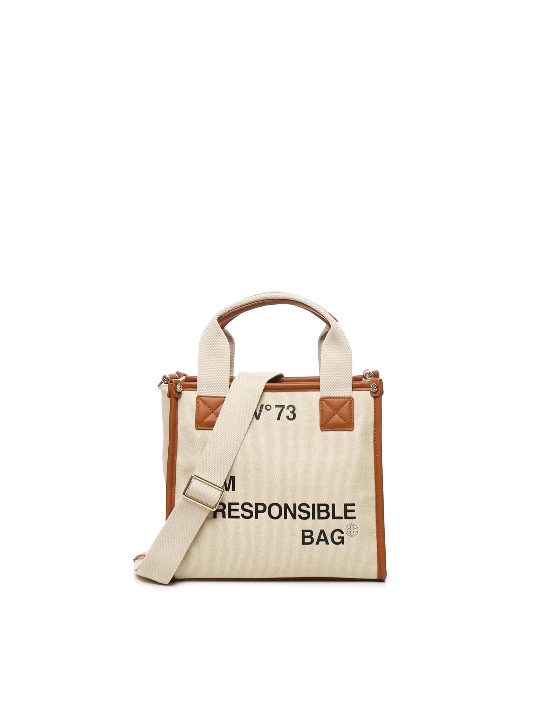 Borsa tote Responsability in canvas 73BS6AF02 RESPONSIBILITY BISNATURALE/CUOIO V° 73 