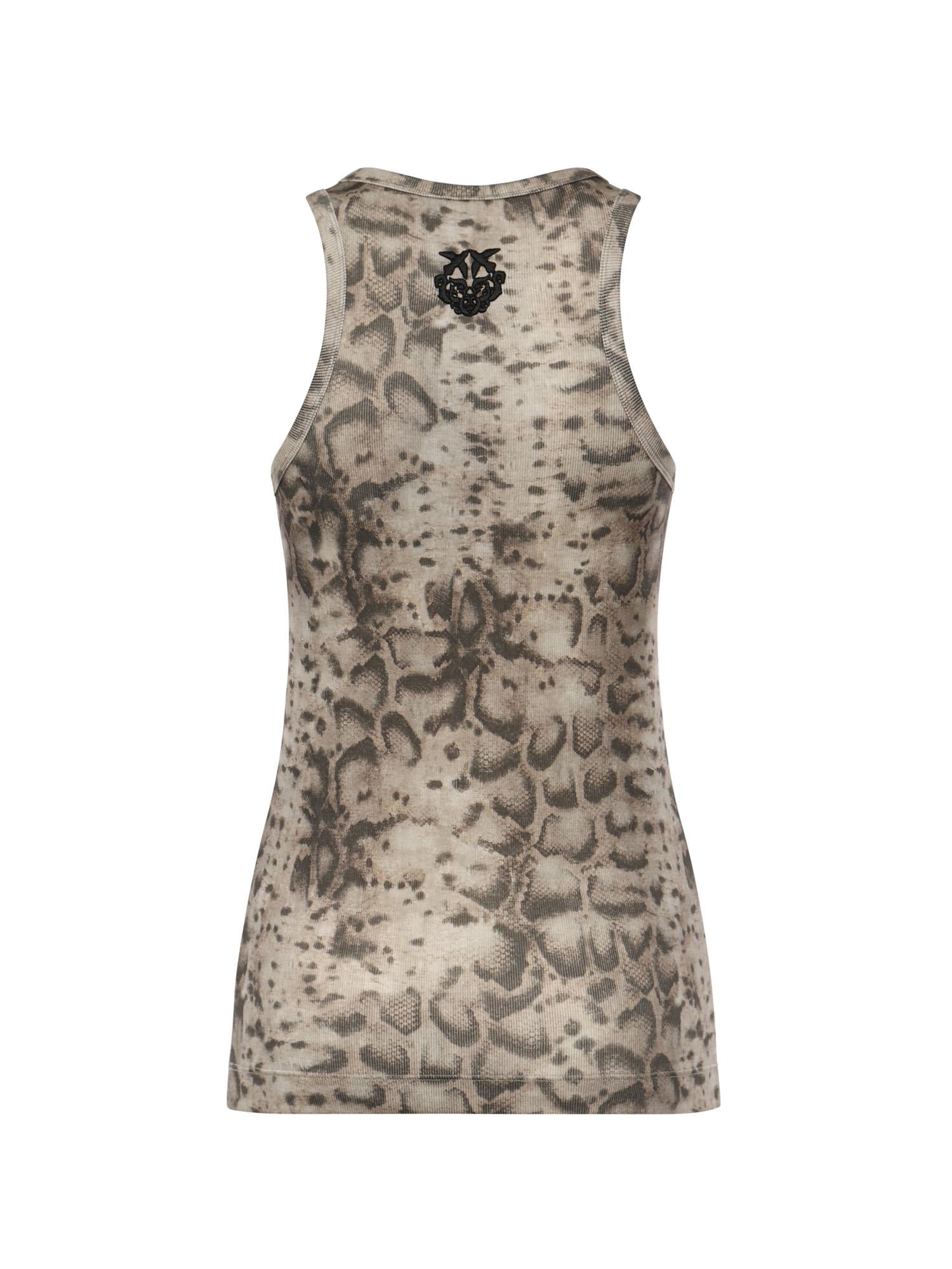 Canotta a costine con stampa snake 106919 A3DPCZ9 PINKO 