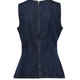 Top in denim con bottoni 114814 D03 ROTATE 