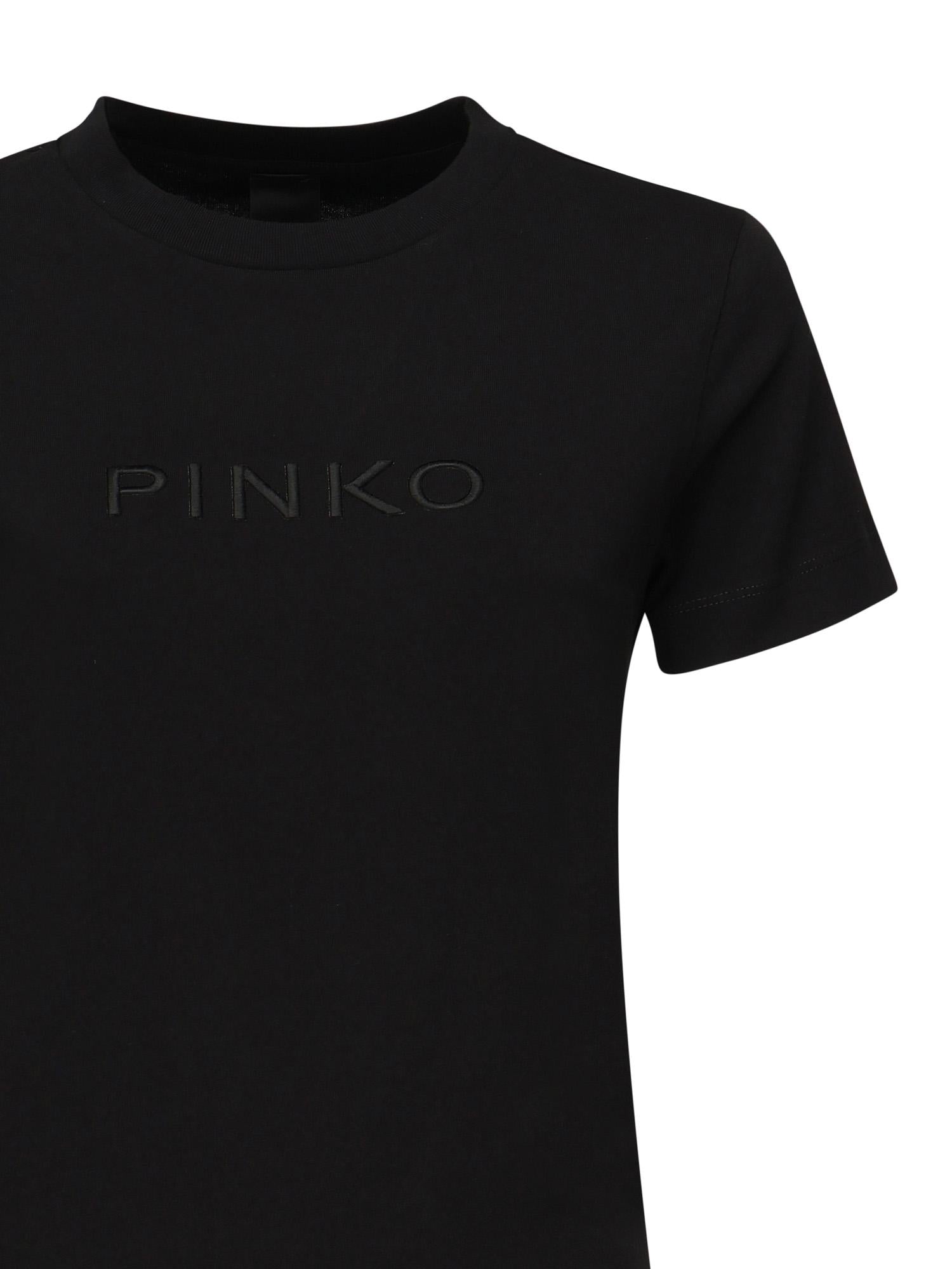 T-shirt con ricamo logo lettering 101752 A2RDZ99 PINKO 
