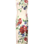 Abito longuette a tubino in raso stampa Fiori F6TTYT FSIB5H25PR DOLCE & GABBANA 