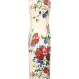 Abito longuette a tubino in raso stampa Fiori F6TTYT FSIB5H25PR DOLCE & GABBANA 