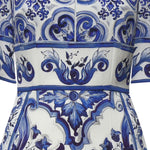 Abito midi in charmeuse stampa maiolica F6ADST HPABLHA3TN DOLCE & GABBANA 