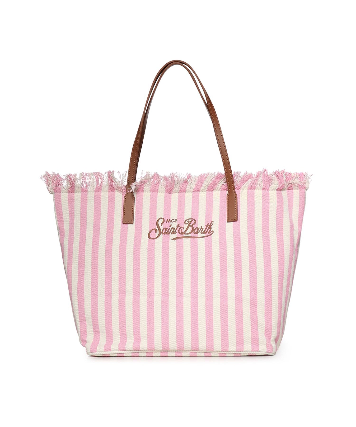 Borsa City in canvas a righe CBF0001 01764L MC2 SAINT BARTH 