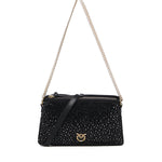 Borsa a spalla piccola Mini Double Bag full strass 105359 A2WFZ99Q PINKO 
