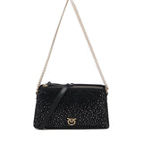 Borsa a spalla piccola Mini Double Bag full strass 105359 A2WFZ99Q PINKO 