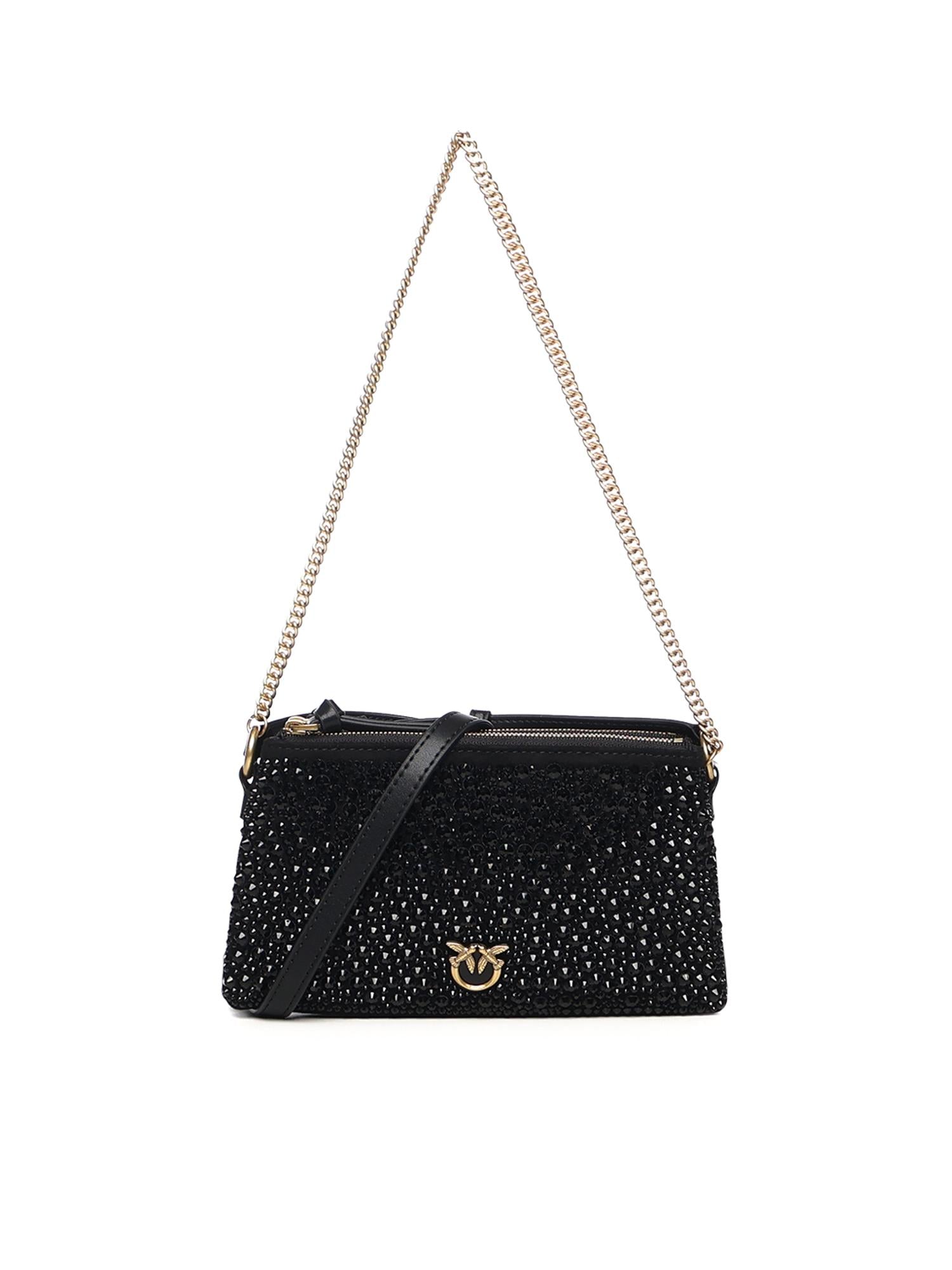 Borsa a spalla piccola Mini Double Bag full strass 105359 A2WFZ99Q PINKO 