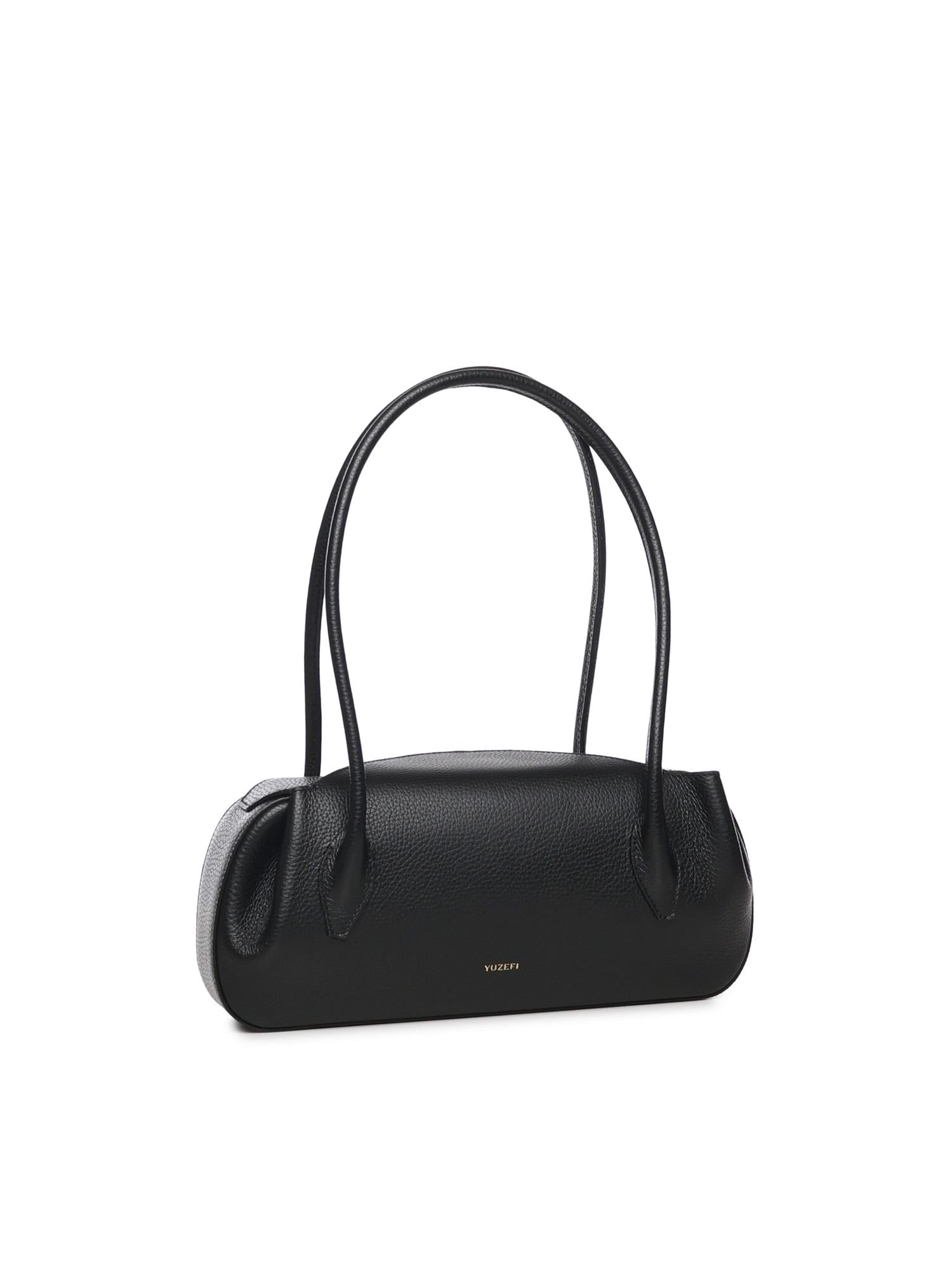 Borsa a spalla Oyster in pelle OYSTER SHOULDER BAG BLACK YUZEFI 