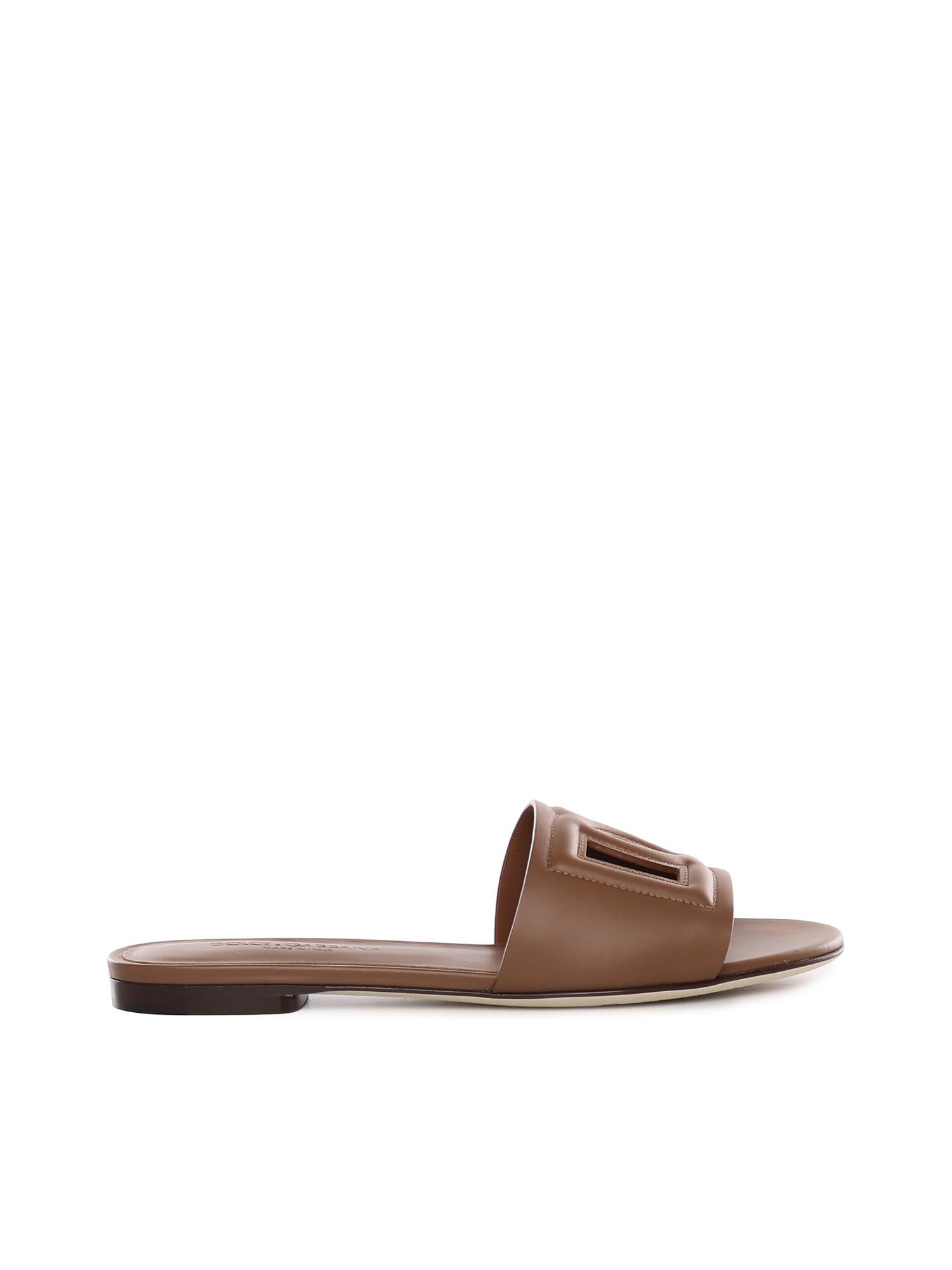 Slide in pelle di vitello e logo CQ0436 AY32981236 DOLCE & GABBANA 