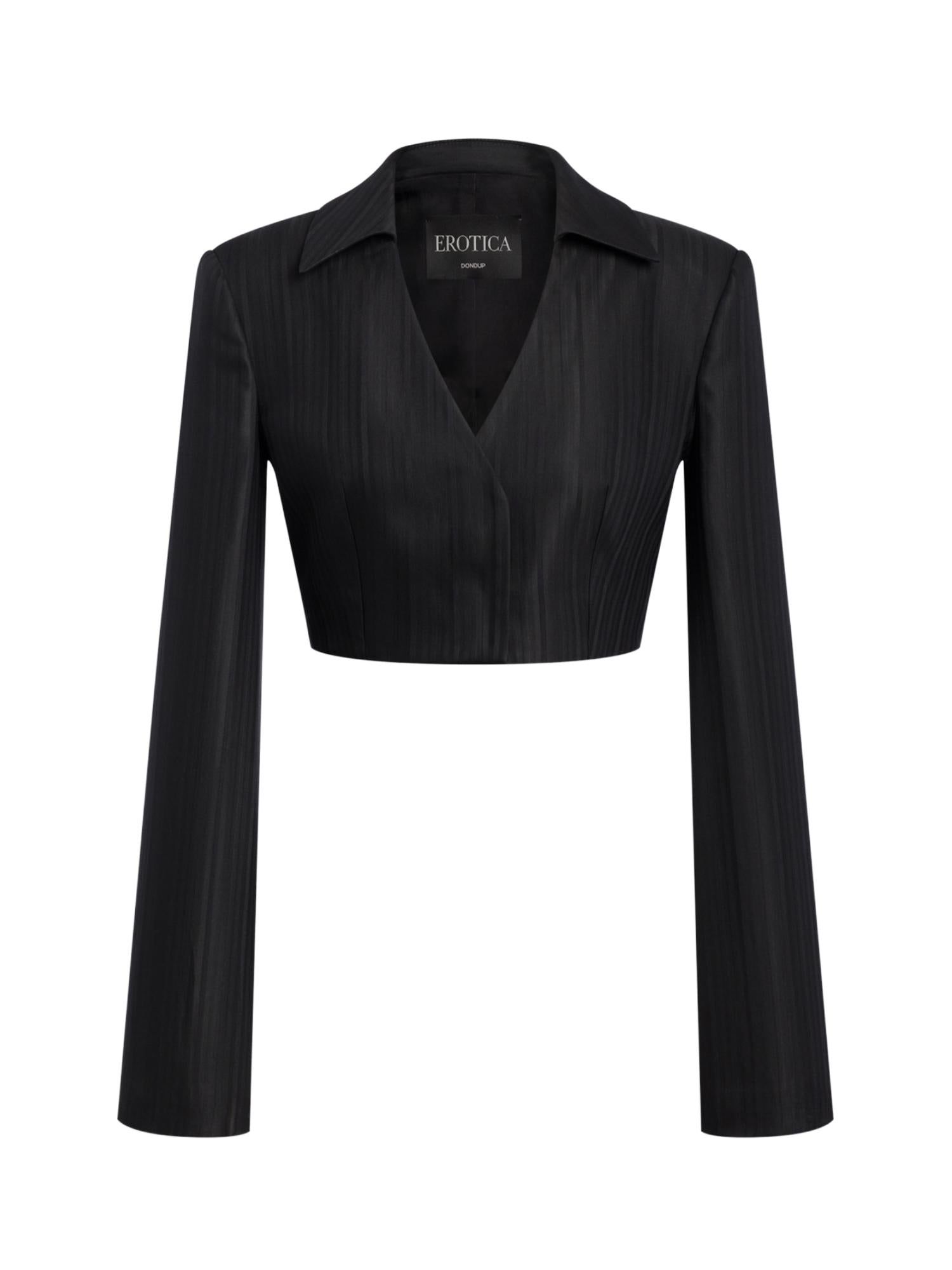 Blazer cropped in gessato lana e viscosa DJ848 EFE166D999 DONDUP 