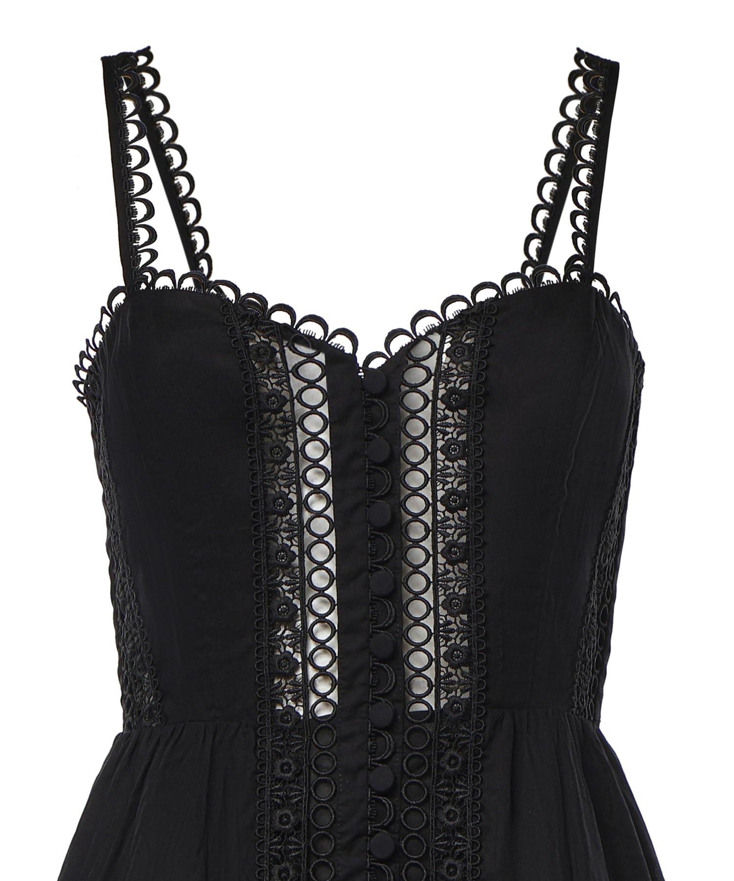 Miniabito Lenora in voile di cotone e pizzo 261603 BLACK CHARO RUIZ 