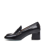 Mocassino in vernice con tacco<BR/> CELESTE 02 VERLUXNERO FRATELLI RUSSO 