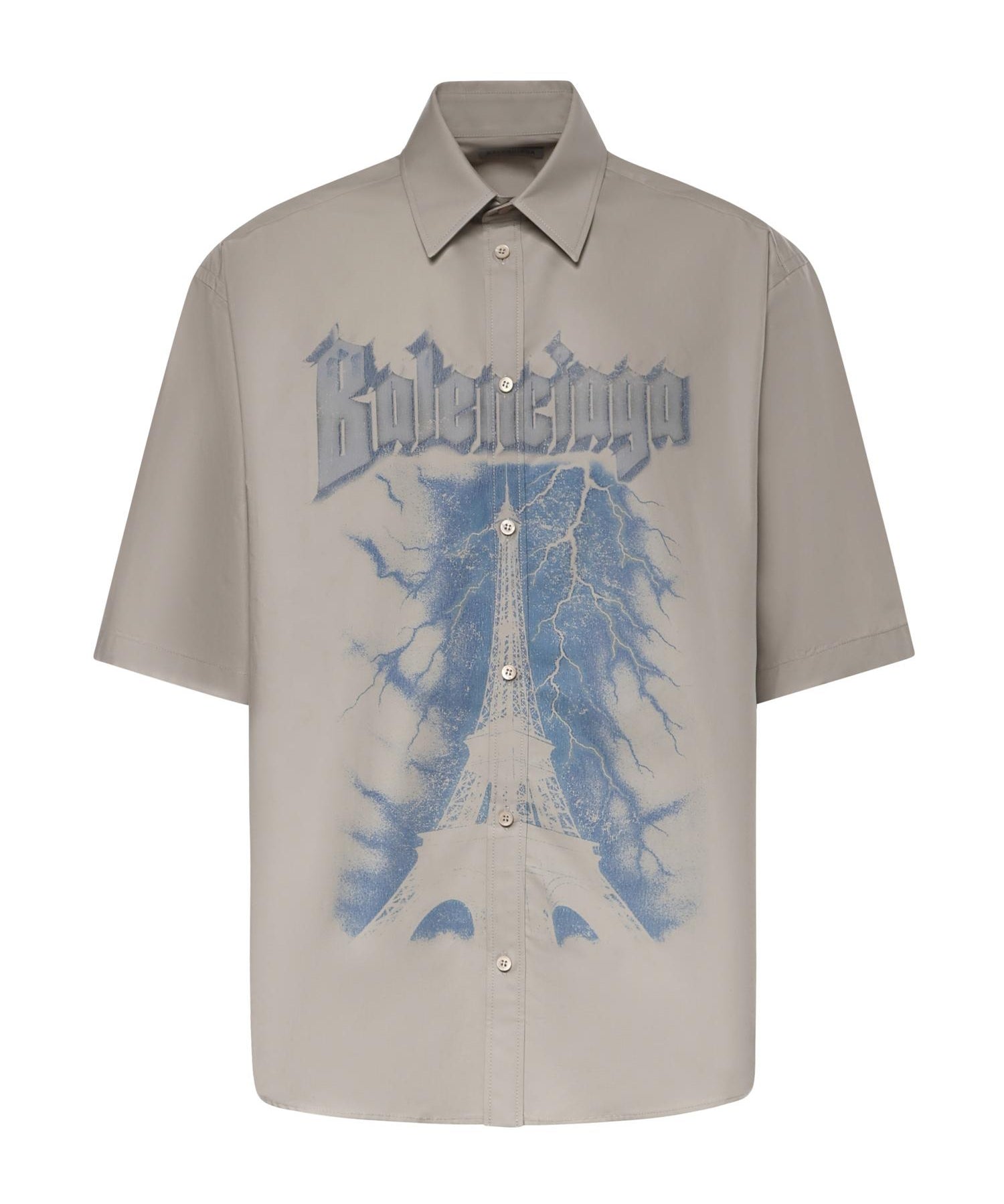 Camicia in cotone con stampa logo 869793 TRM282967 BALENCIAGA 