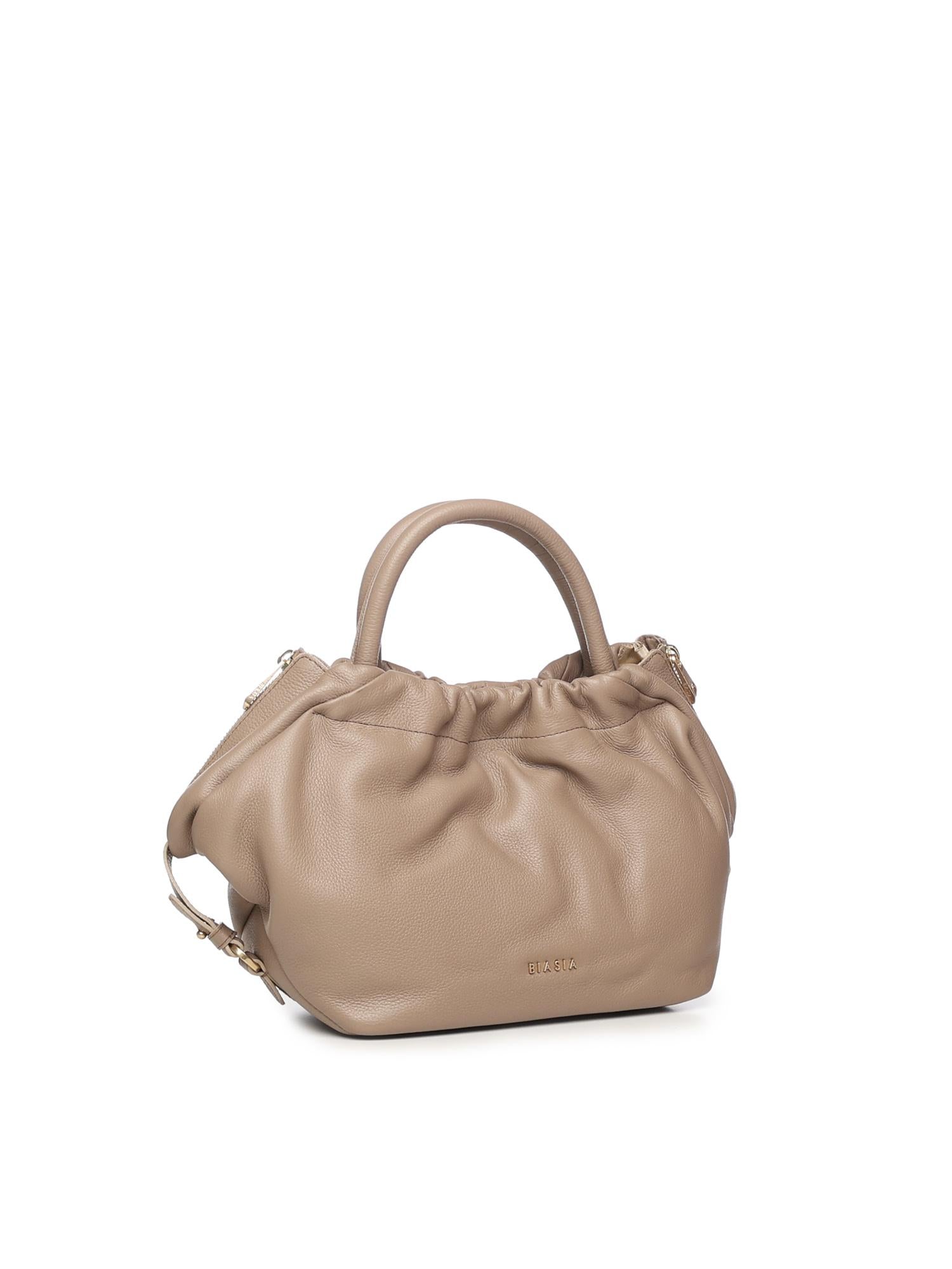 Borsa in pelle con logo<BR/> BIBP9E702 TAUPE BIASIA 