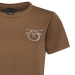 T-shirt con ricamo logo Love Birds in cristalli 103320 A2RNM10 PINKO 