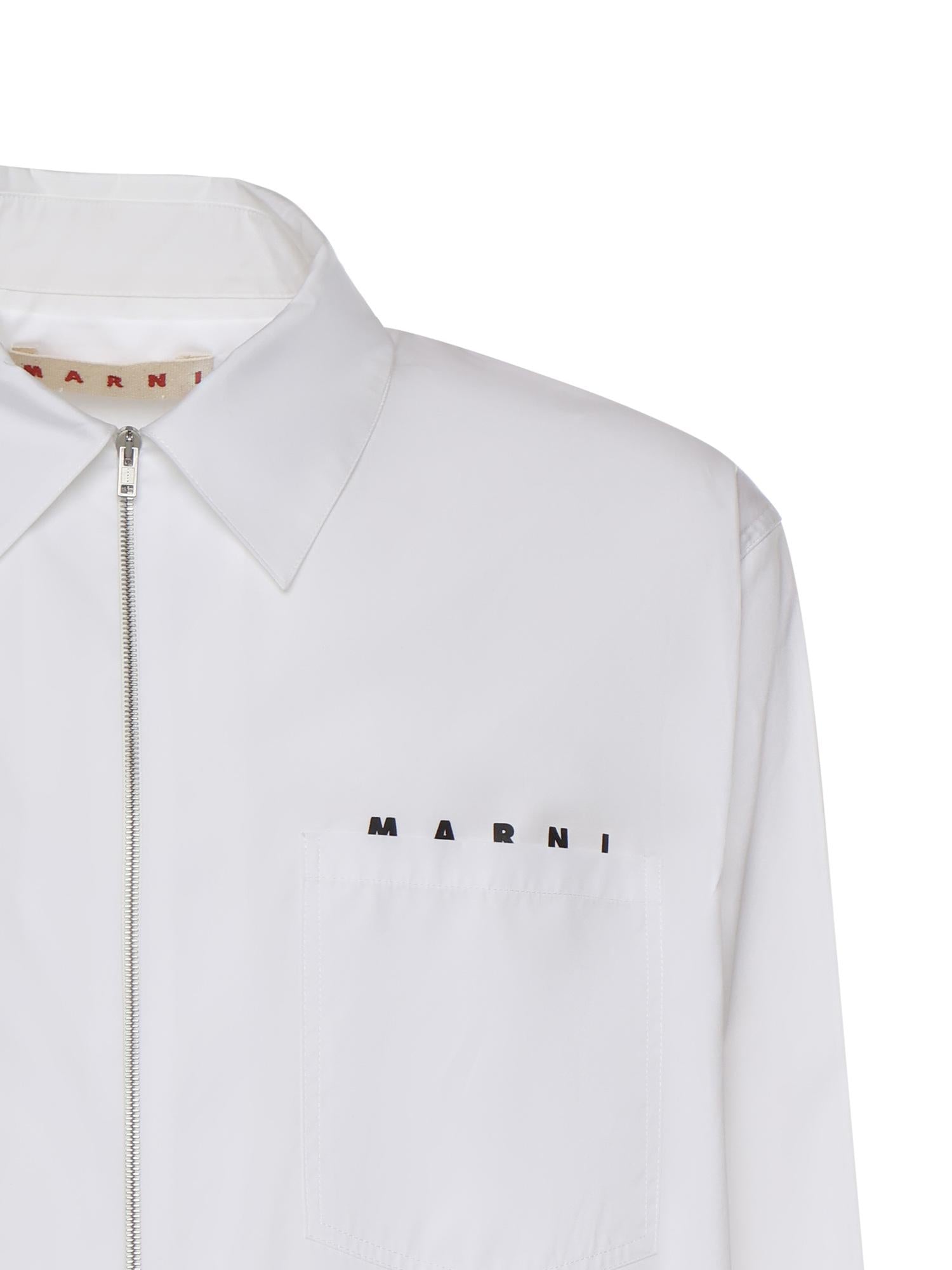 Camicia con zip in popeline di cotone CUMU0297P0 USCT88LOW01 MARNI 