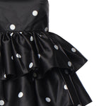 Abito corto a pois in raso con ruches 113901 1000 ROTATE 