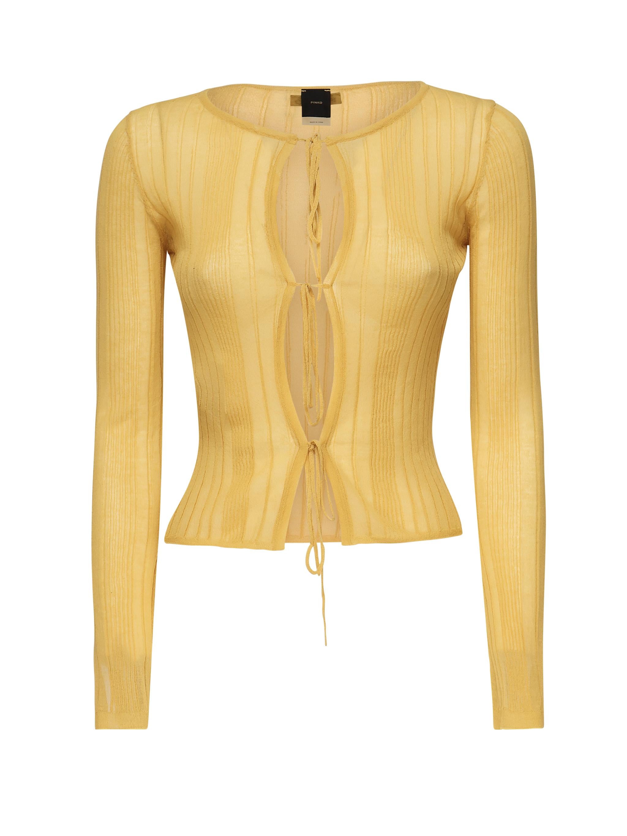 Maglia costine aperta con laccetti 104771 A1NDC43 PINKO 