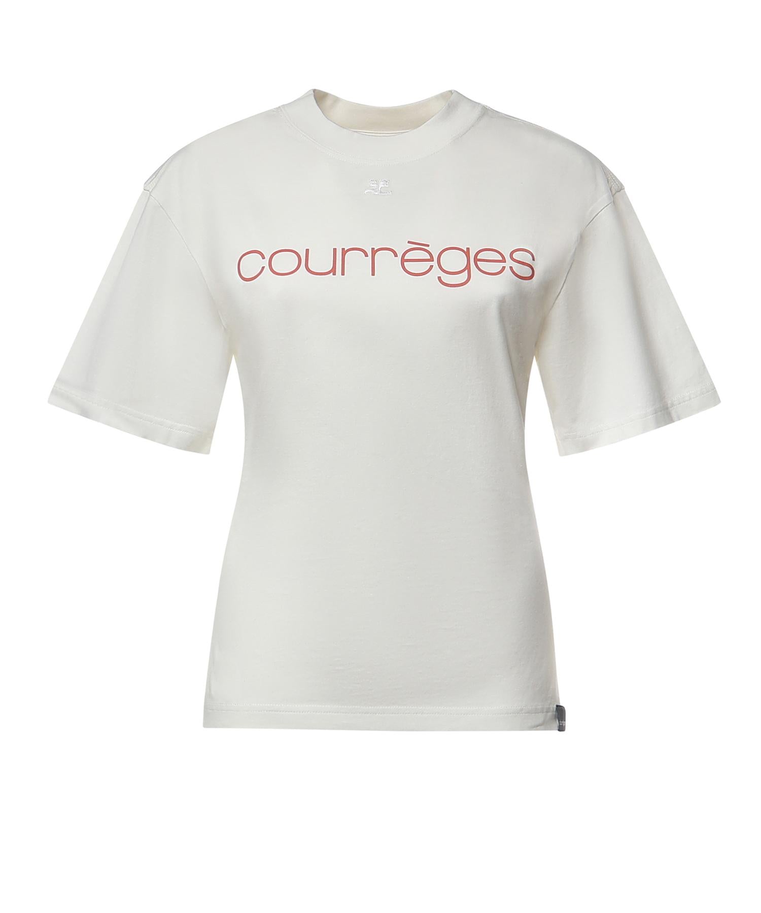 T-shirt con stampa logo in cotone 226JTS168JS0233 0001 COURREGES 