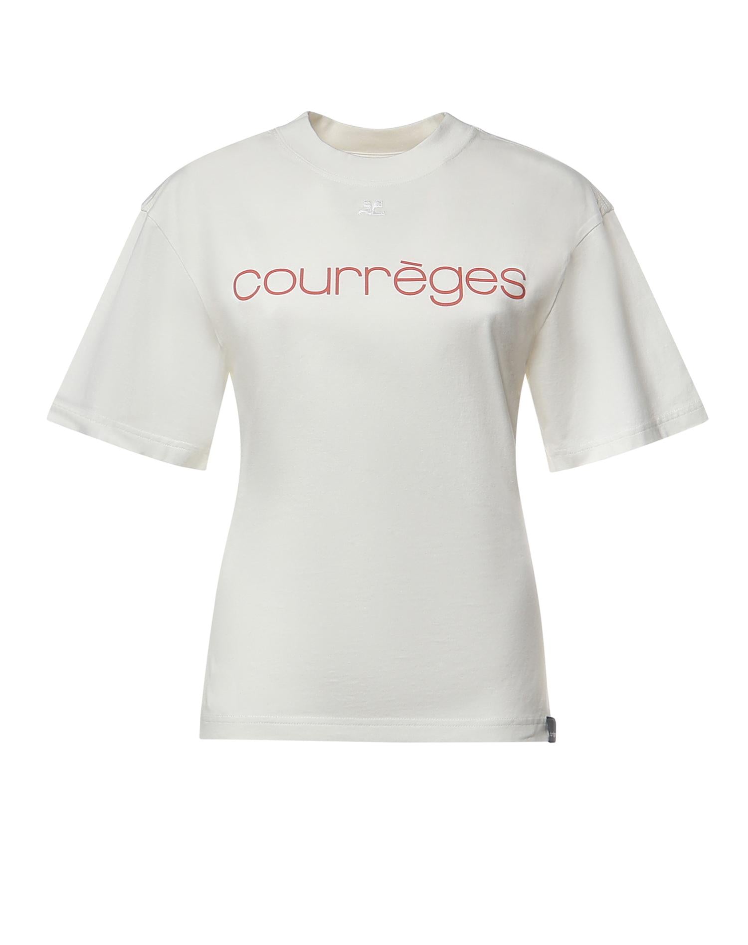 T-shirt con stampa logo in cotone 226JTS168JS0233 0001 COURREGES 