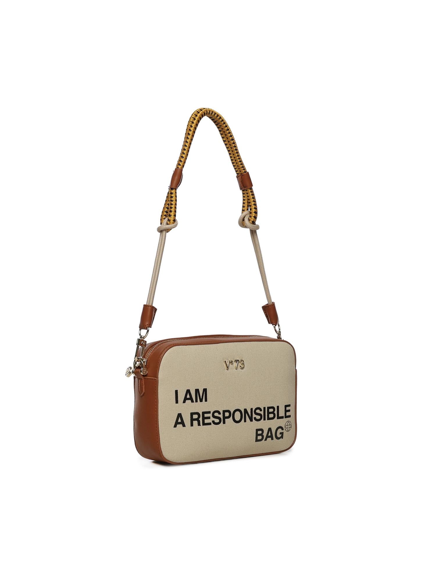 Borsa Responsible con logo 73BS9N006 RESPONSIBLEOFF WHITE/CUOIO V° 73 