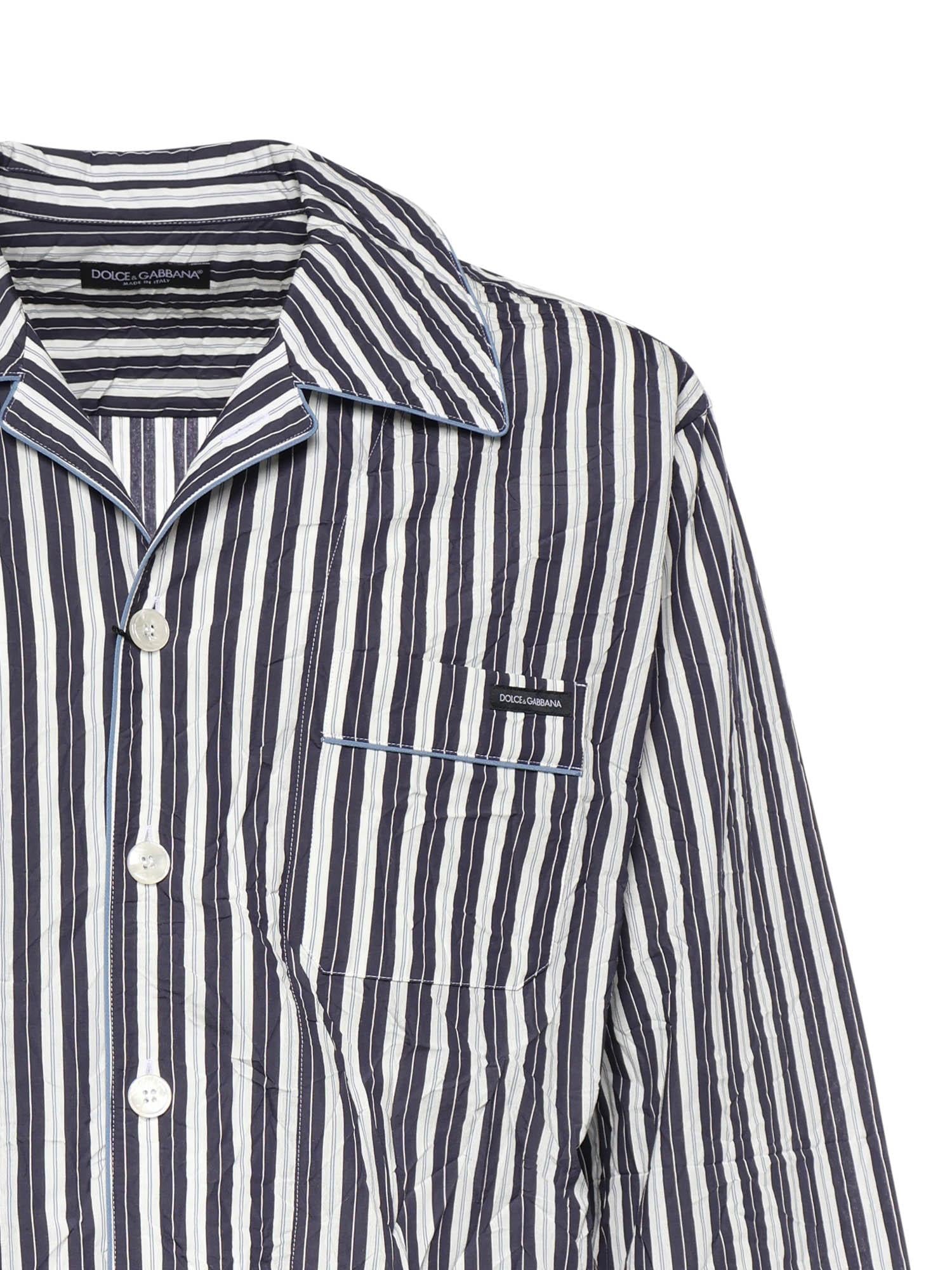 Camicia Vanity a righe con logo G5OI1T FBMFUS8053 DOLCE & GABBANA 