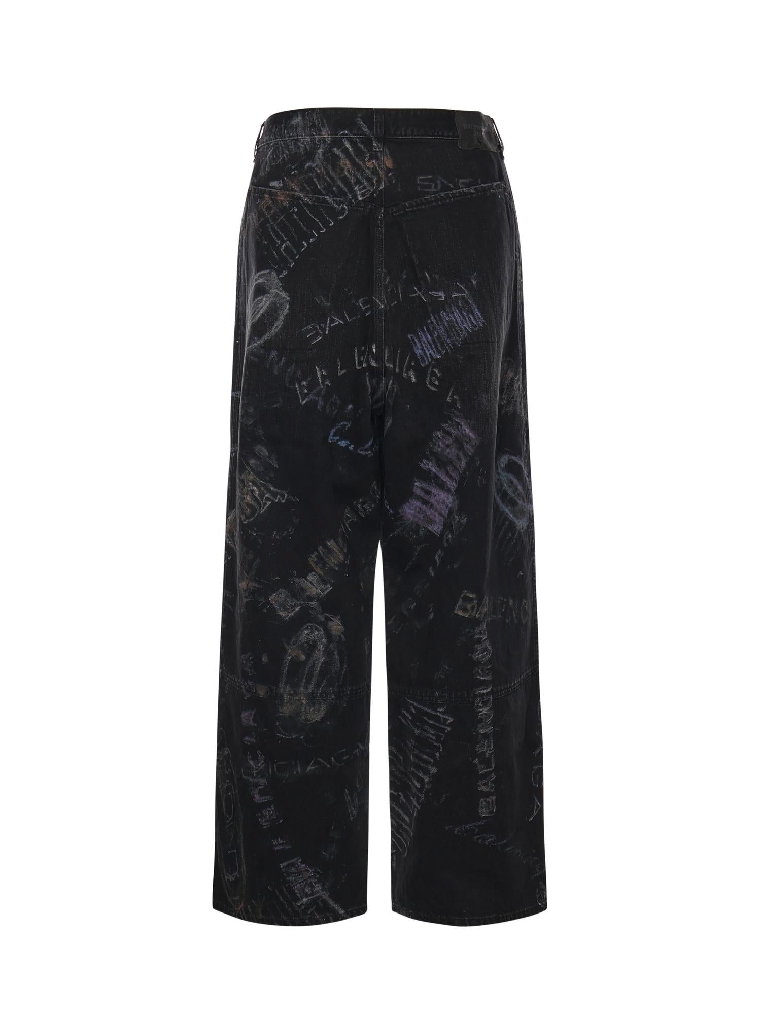 Pantaloni Baggy Minimal in denim di cotone washed crayon allover 857216 TTWA81037 BALENCIAGA 