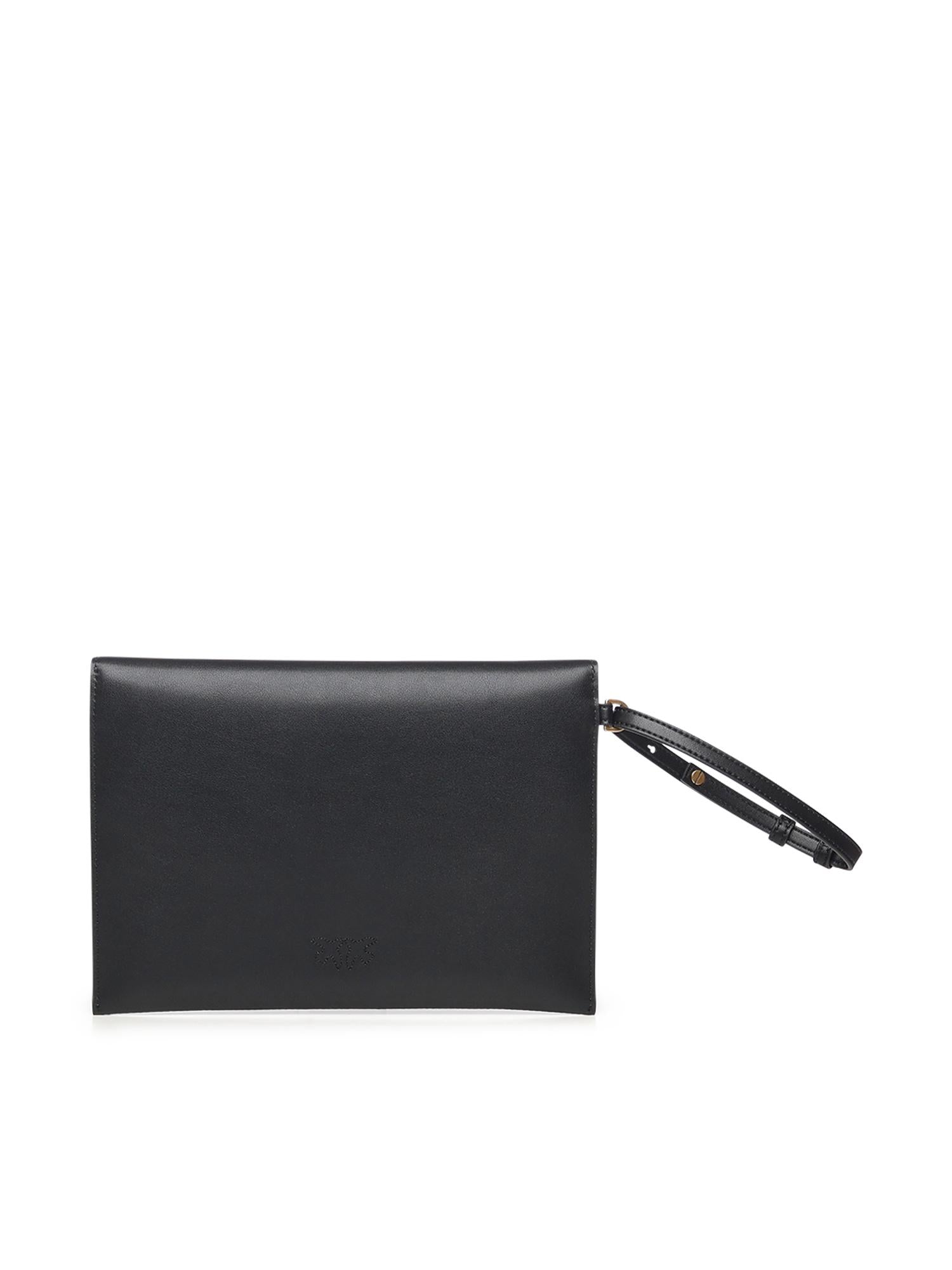 Pochette a mano in pelle con logo 104820 A0F1Z99Q PINKO 