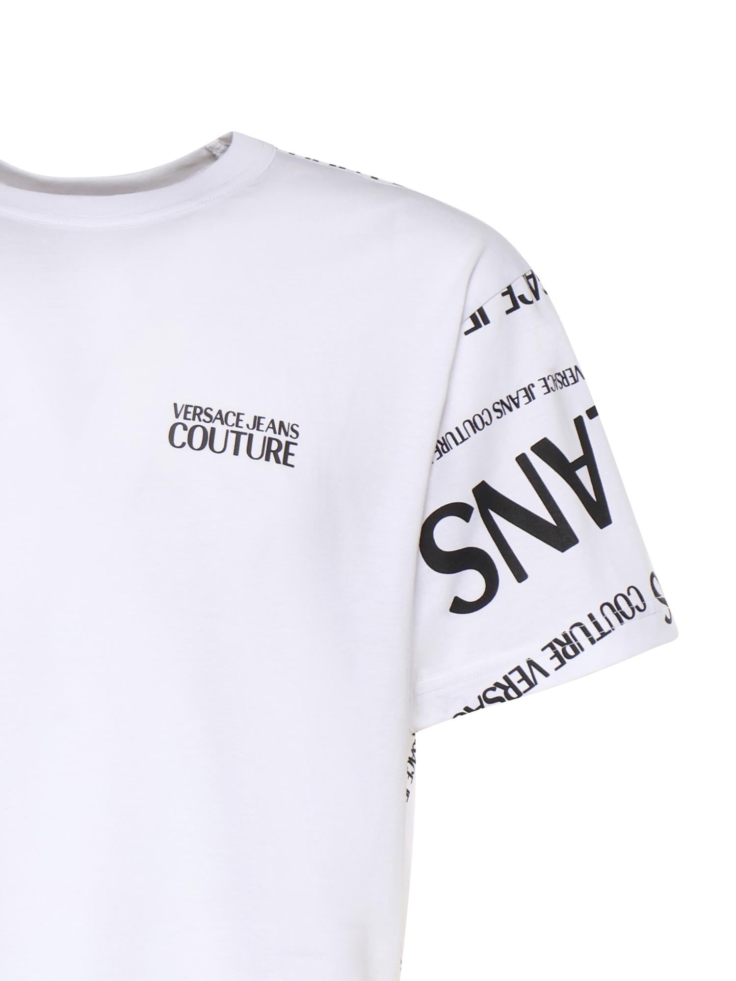 T-shirt in jersey di cotone con stampa 80GAH6R1 JS555L02 VERSACE JEANS COUTURE 