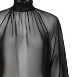 Blusa a collo alto in chiffon trasparente F79EMT FU1ATN0000 DOLCE & GABBANA 