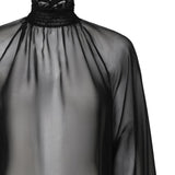 Blusa a collo alto in chiffon trasparente F79EMT FU1ATN0000 DOLCE & GABBANA 
