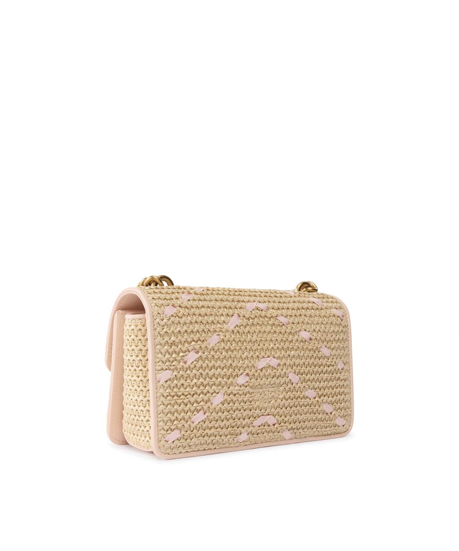 Borsa Mini Love Bag One Light in rafia e pelle 104550 A1RLHN2Q PINKO 
