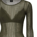 Maglia semitrasparente a costine 102977 A1NDX18 PINKO 