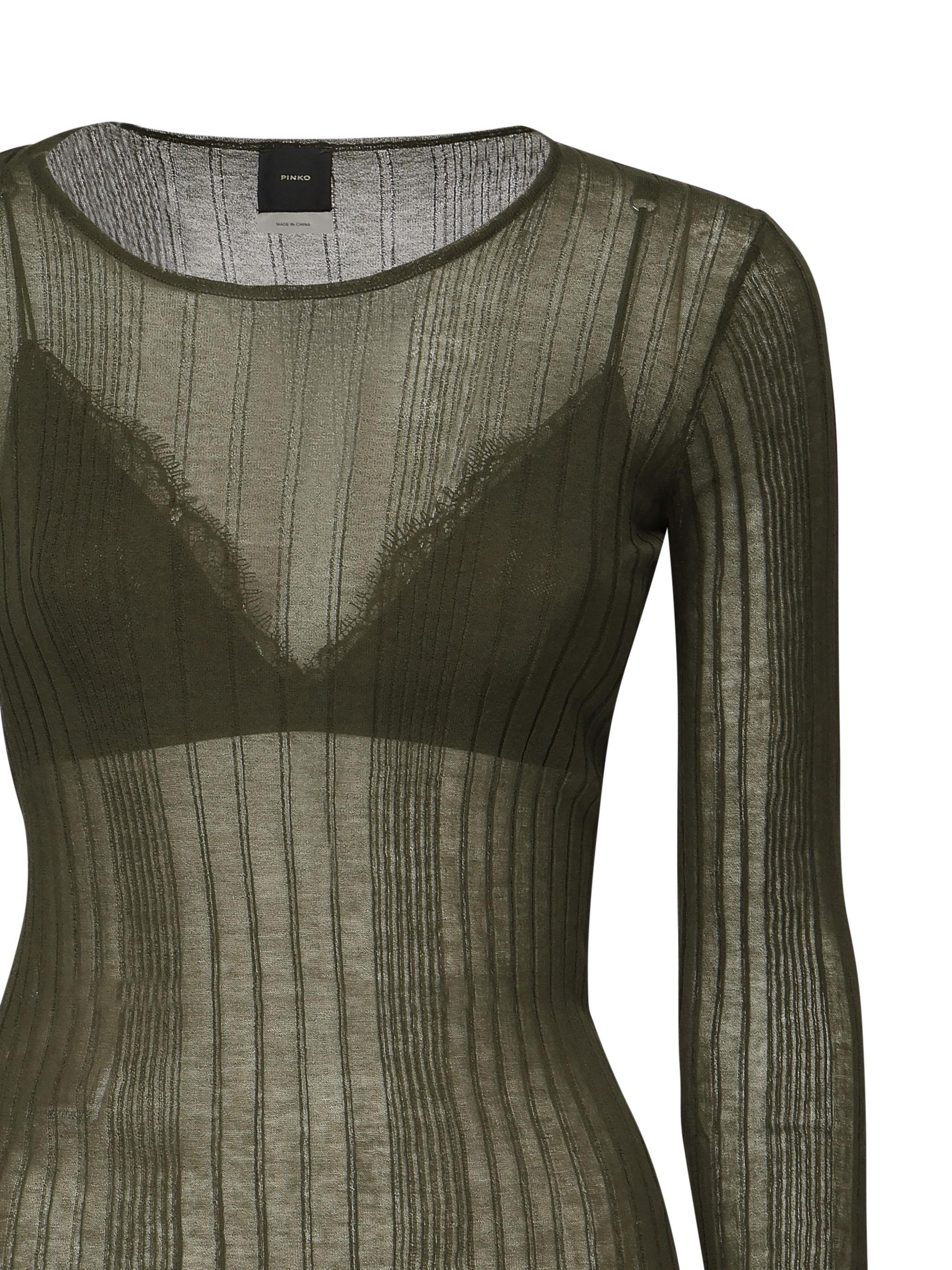 Maglia semitrasparente a costine 102977 A1NDX18 PINKO 