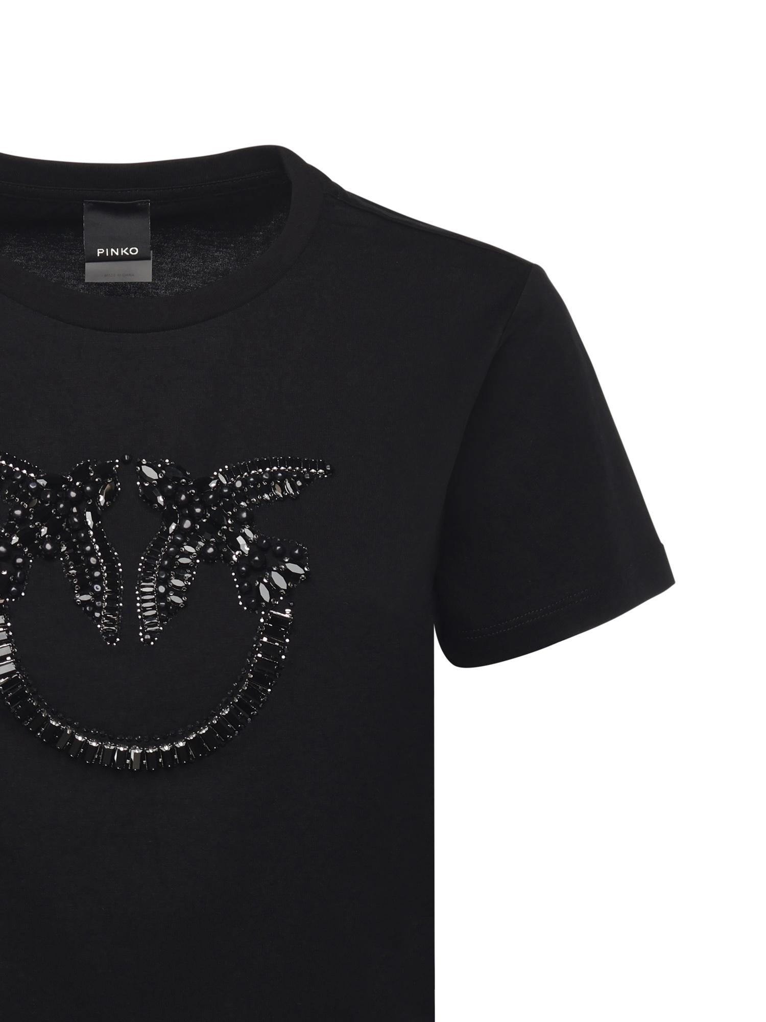 T-shirt logo Love Birds decorato 100535 A2RNZ99 PINKO 