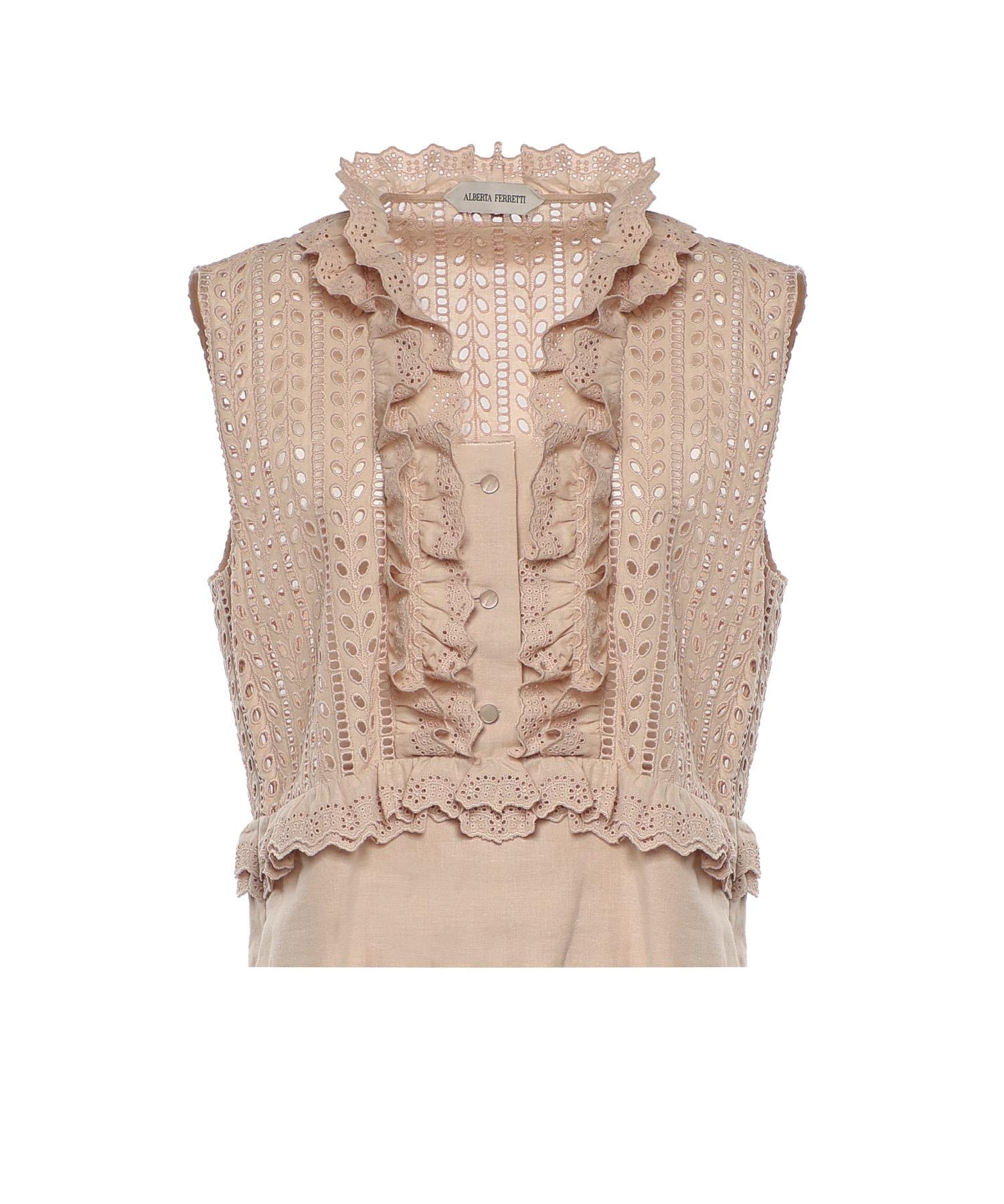 Top in pizzo Sangallo con volant A08081623 0180 ALBERTA FERRETTI 