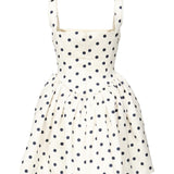 Mini abito in raso a pois SS25092S CREAM SELF-PORTRAIT 