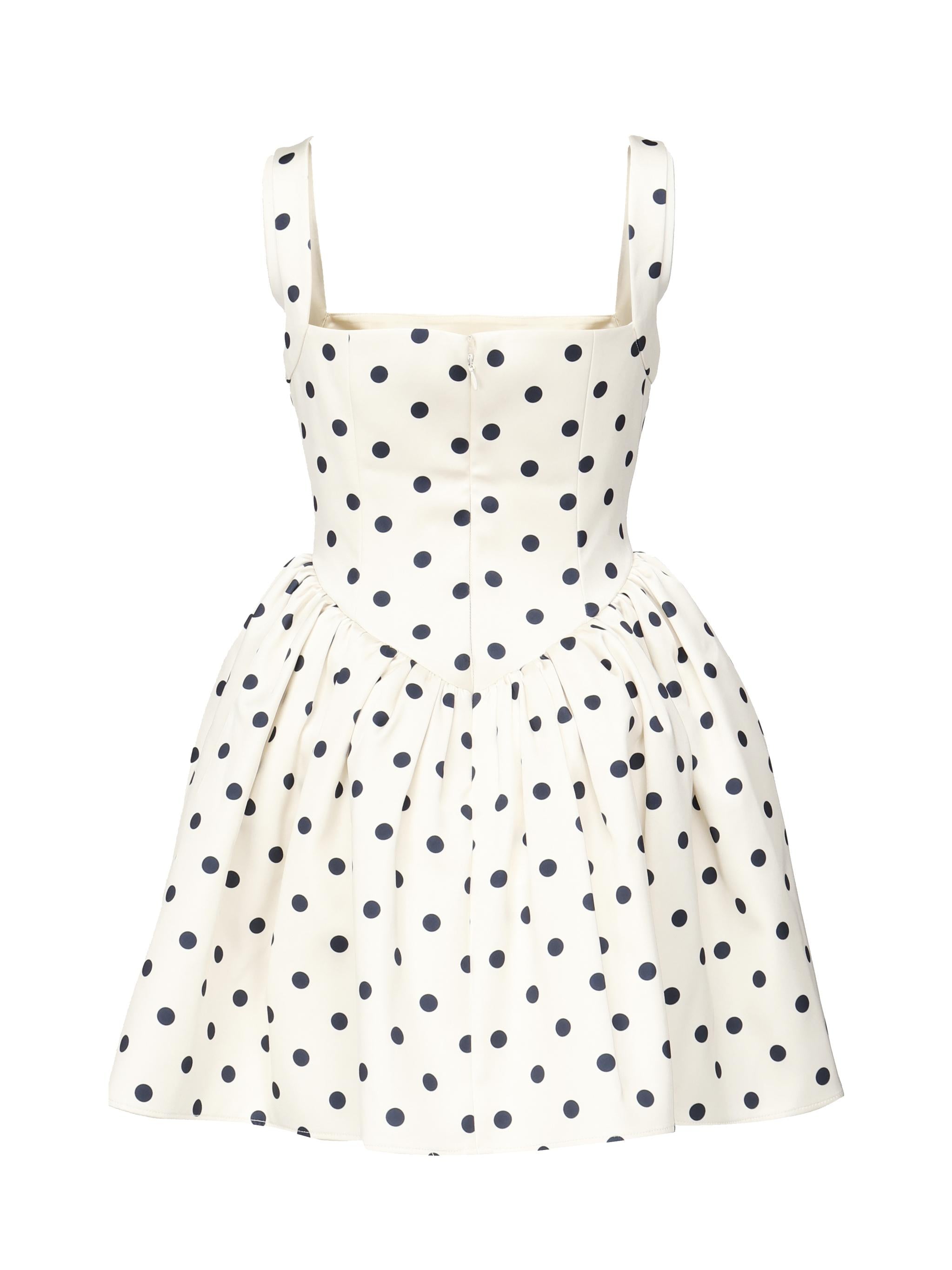 Mini abito in raso a pois SS25092S CREAM SELF-PORTRAIT 