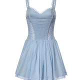 Miniabito Gardenia in voile di cotone e pizzo 261602 BLUE CHARO RUIZ 