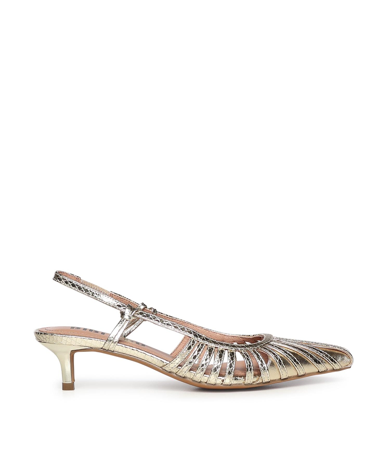 Pumps slingback in pelle metalizzata 774Z94HG ORO BIBI LOU 
