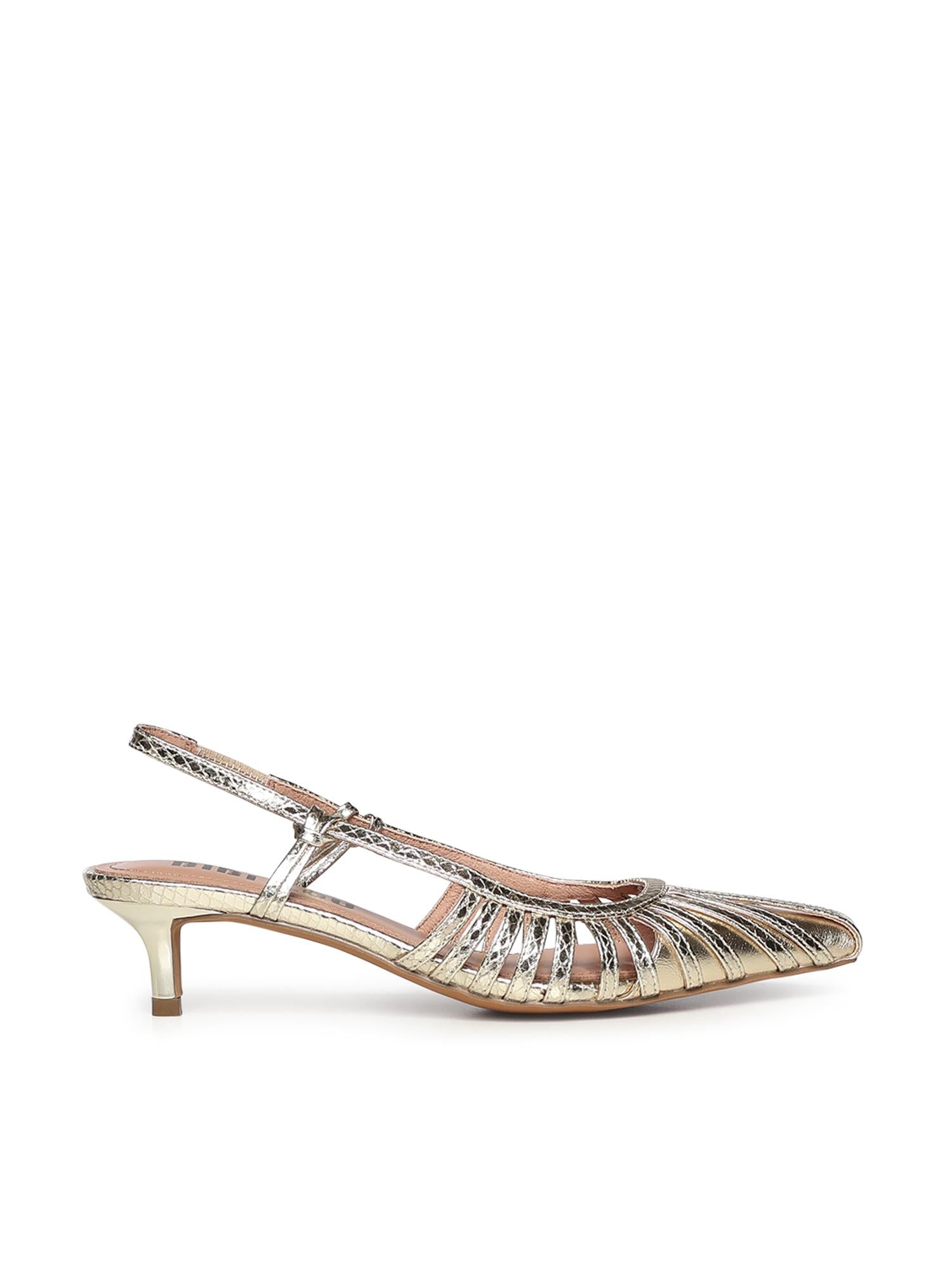 Pumps slingback in pelle metalizzata 774Z94HG ORO BIBI LOU 